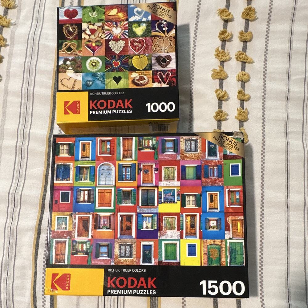 Kodak / Premium Art Jigsaw Puzzles Lot of 2 / 1000 & 1500 Pc / Poster